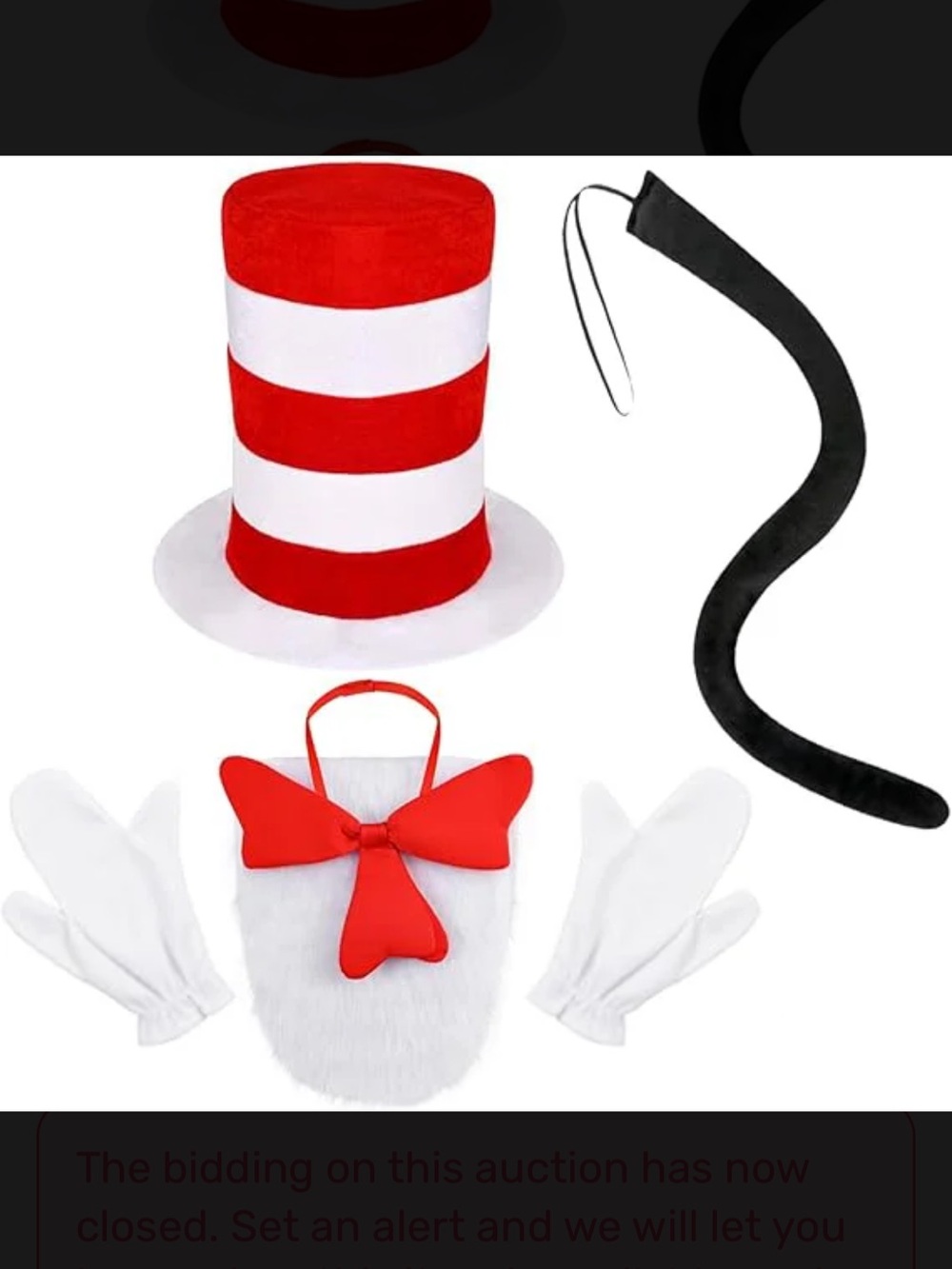 Dr Seuss Cat in the Hat (Manitly)Top Hat Costume Set with Bow, Gloves& Tail